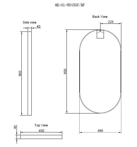 Oval Framed Mirrors 40mm Depth Frame Brushed Copper 900x450mm