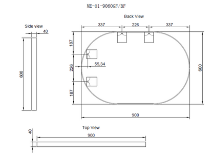 600mm Framed Non-LED - Gold - 600 x 900 x 45