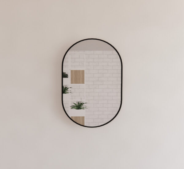 600mm Framed Non-LED - Black - 600 x 900 x 45