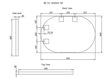 Oval Framed Mirrors 40mm Depth Frame Brushed Copper 900x600mm