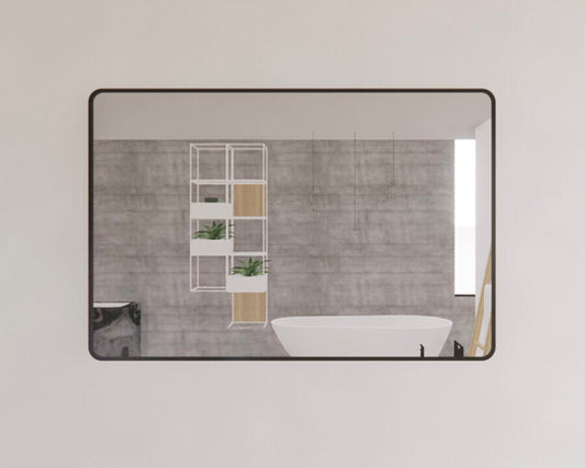 1200mm Black Framed Plain Mirror - Black