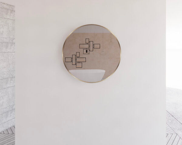 Round Framed Mirrors 40mm Depth Frame Brushed Gold 800x800mm