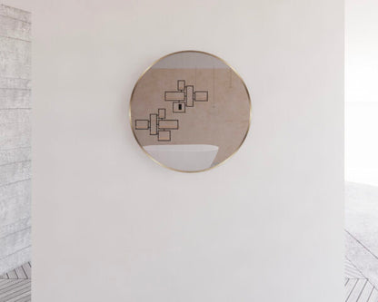 Round Framed Mirrors 40mm Depth Frame Brushed Gold 800x800mm