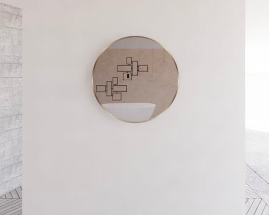 Round Framed Mirrors 40mm Depth Frame Brushed Gold 600x600mm