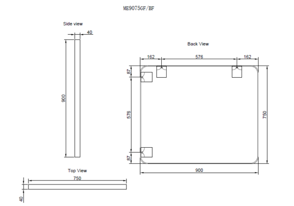 Rectangle Framed Mirrors 40mm Depth Frame Brushed Nickel 900x750mm