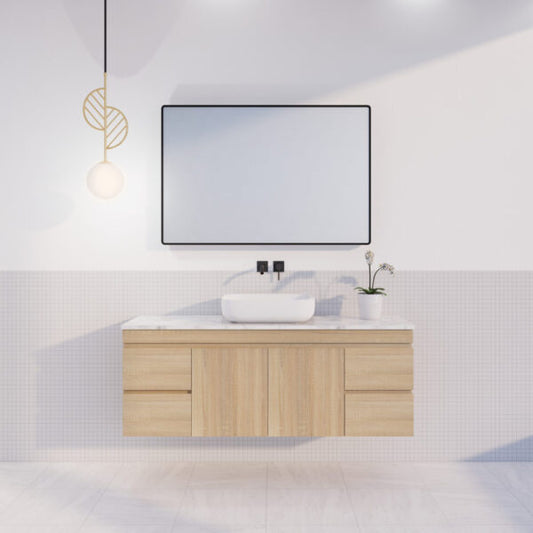 1500mm Houston Wall Hung Vanity - MDF - Light oak