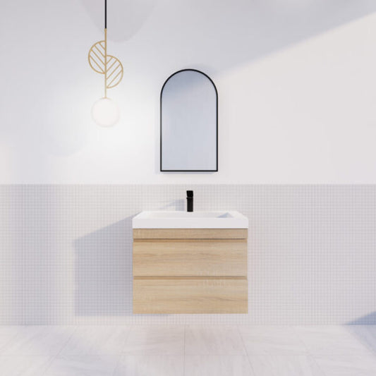750mm Houston Wall Hung Vanity - MDF - Light oak