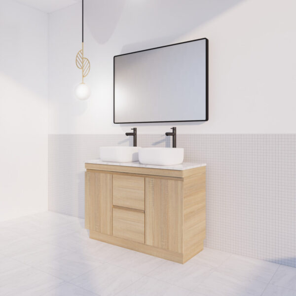 Forest Double Bowls Freestanding Vanity(Leg/Kickboard)-Light oak W1178xH820xD450mm
