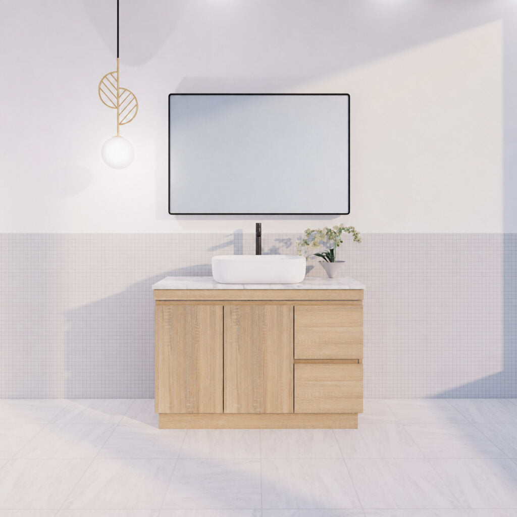 Forest Single Bowl Freestanding Vanity(Leg/Kickboard)-Light oak
