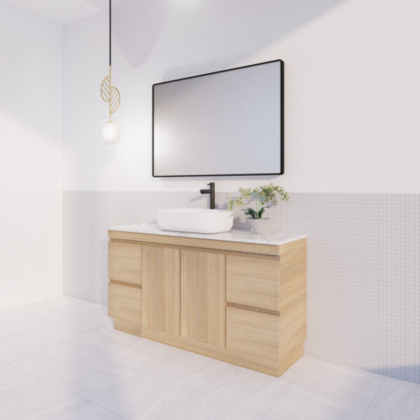 Forest Single Bowl/Double bowls Freestanding Vanity(Leg/Kickboard)-Light oak W1478xH820xD450mm