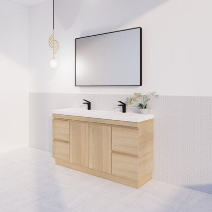 Forest Single Bowl/Double bowls Freestanding Vanity(Leg/Kickboard)-Light oak W1478xH820xD450mm
