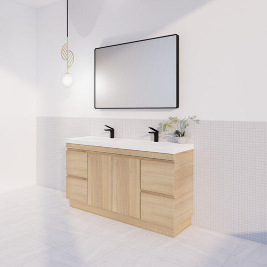 1500mm Riva Forest Oak Freestanding Vanity - MDF - Light oak