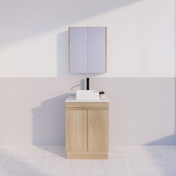 Forest Single Bowl Freestanding Vanity(Leg/ Kickboard)-Light oak W590xH820xD450mm