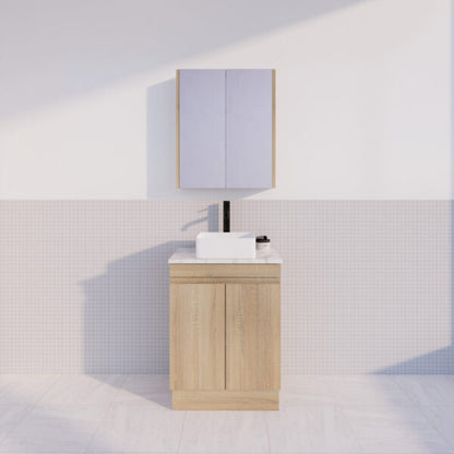 Forest Single Bowl Freestanding Vanity(Leg/ Kickboard)-Light oak W590xH820xD450mm
