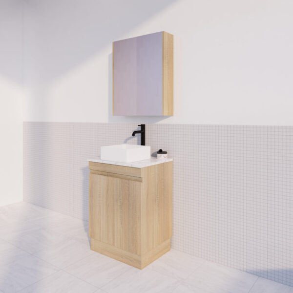 Forest Single Bowl Freestanding Vanity(Leg/ Kickboard)-Light oak W590xH820xD450mm