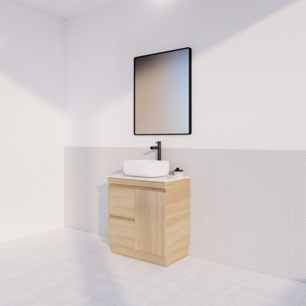 Forest Single Bowl Freestanding Vanity(Leg/Kickboard)-Light oak W735xH820xD450mm