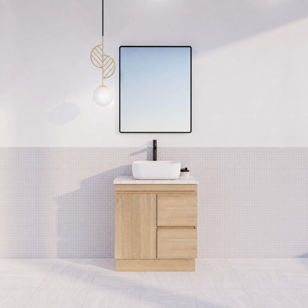 Forest Single Bowl Freestanding Vanity(Leg/Kickboard)-Light oak W735xH820xD450mm