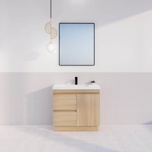 Forest Single Bowl Freestanding Vanity(Leg/Kickboard)-Light oak W882xH820xD450mm