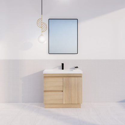 Forest Single Bowl Freestanding Vanity(Leg/Kickboard)-Light oak W882xH820xD450mm