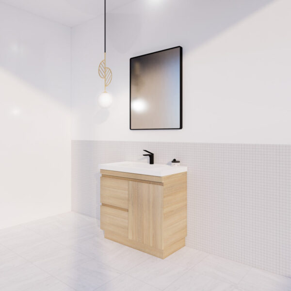 Forest Single Bowl Freestanding Vanity(Leg/Kickboard)-Light oak W882xH820xD450mm