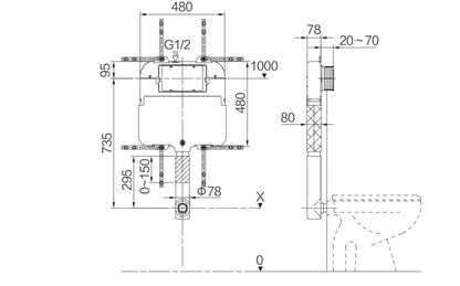 Marq 80mm Mechanical In Wall Cistern