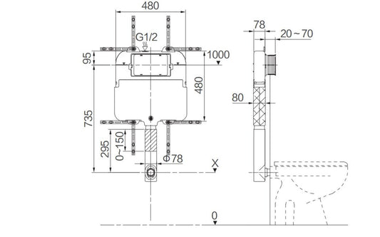 Marq 80mm Mechanical In Wall Cistern