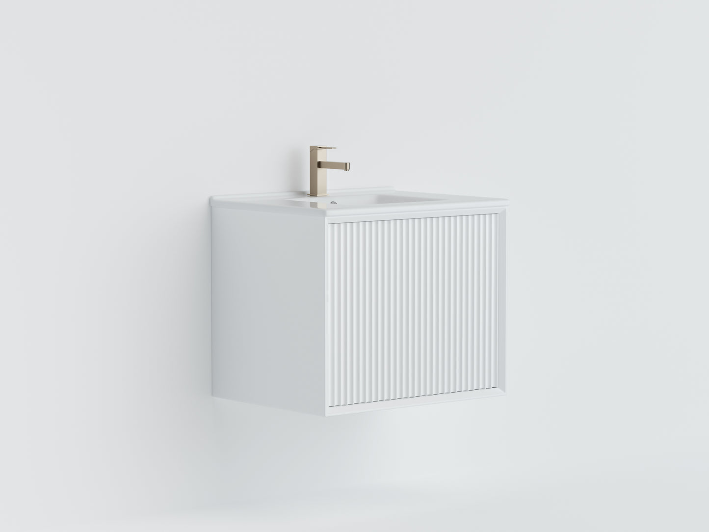 600mm Kliff Fluted Wall Hung PVC Cabinet - Matt White - Cabinet Only