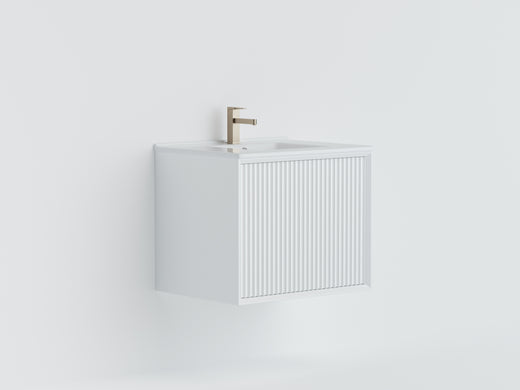 600mm Kliff Fluted Wall Hung PVC Cabinet - Matt White - Cabinet Only