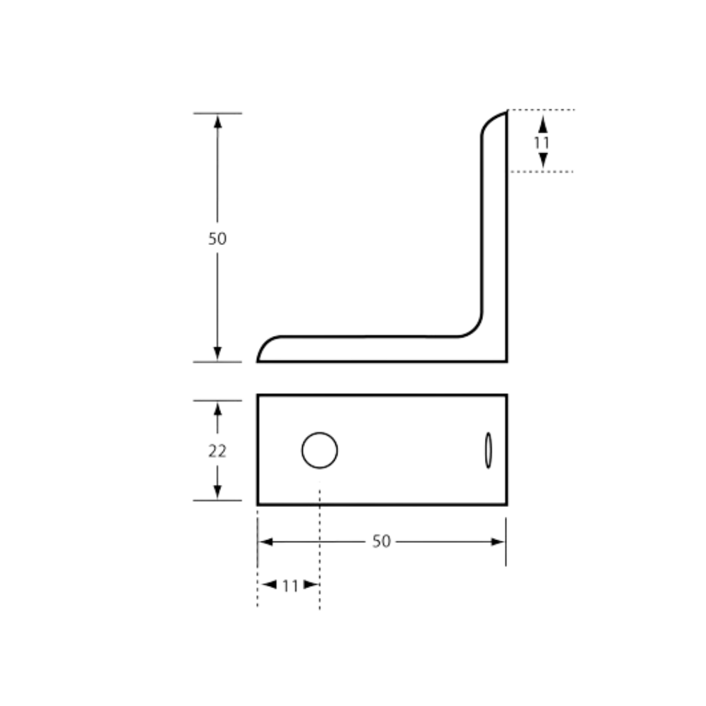 121 Aluminum Angle Bracket – 6mm thick bracket with 6mmØ countersunk hole - Anti-Microbial