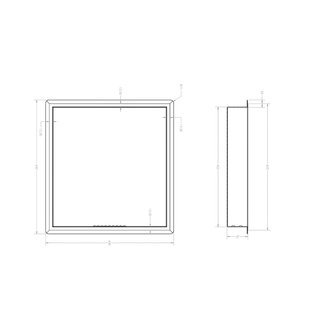 Recessed Large Soap and Shampoo Holder, White Powder Coat