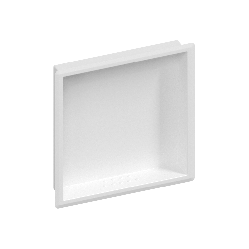 Recessed Large Soap and Shampoo Holder, White Powder Coat