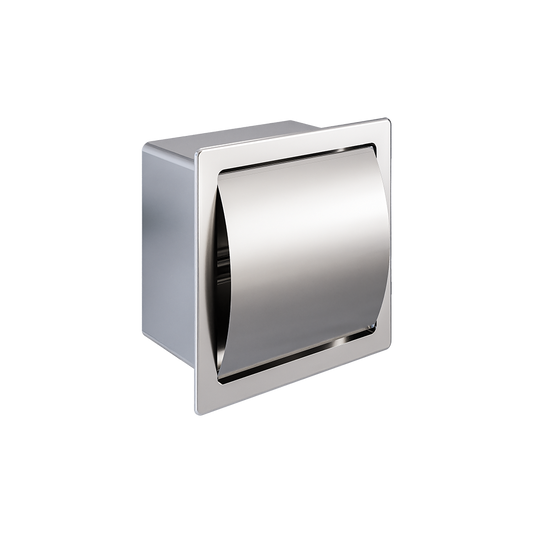Recessed Single Roll Toilet Roll Holder with Hood SS