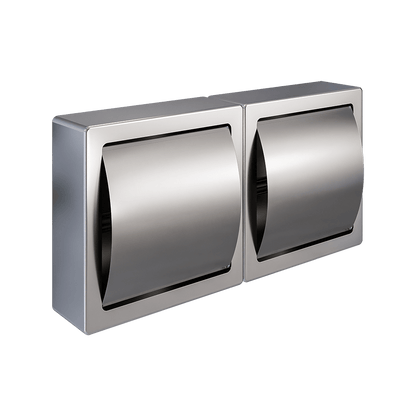 Surface Mounted Two Roll Toilet Roll Holder with Hoods SS