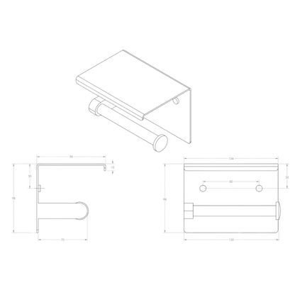 Single Toilet Roll Holder with Shelf Top PSS