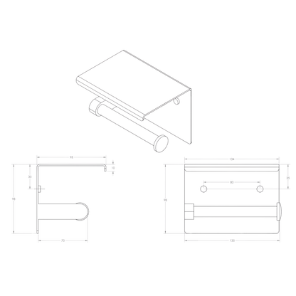 Single Toilet Roll Holder with Shelf Top SS
