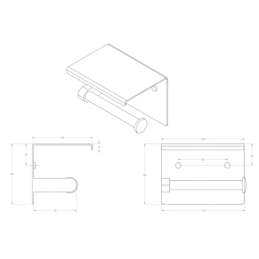 Single Toilet Roll Holder with Shelf Top SS