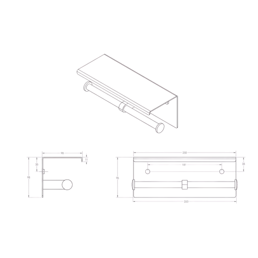 Double Toilet Roll Holder with Shelf Top SS