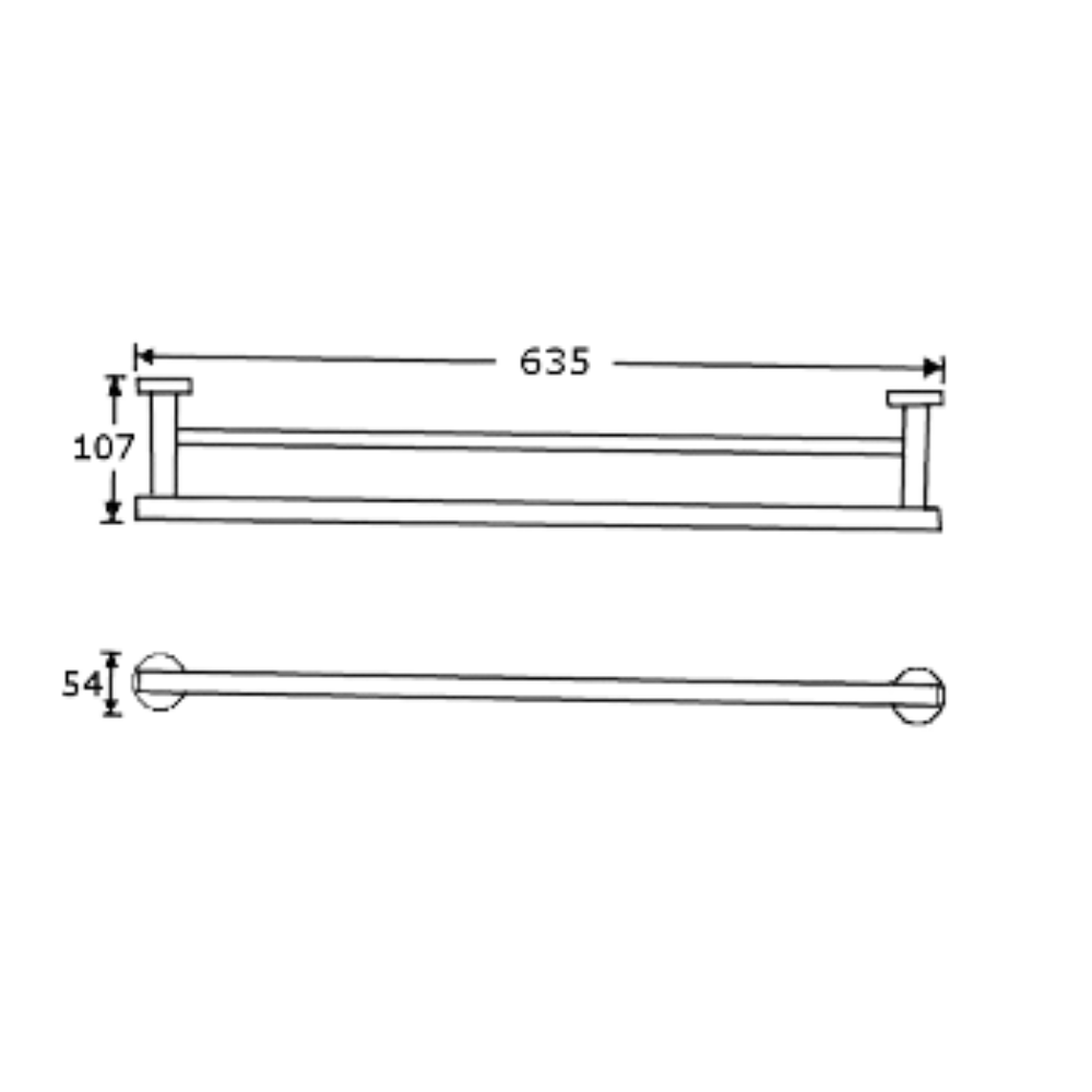 Double Towel Rail - 635mm- Designer Black
