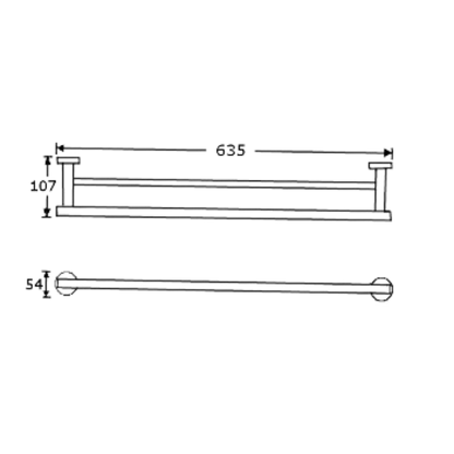 Double Towel Rail - 635mm- Designer Black