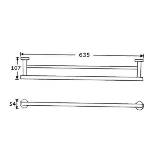 Double Towel Rail - 635mm- Designer Black
