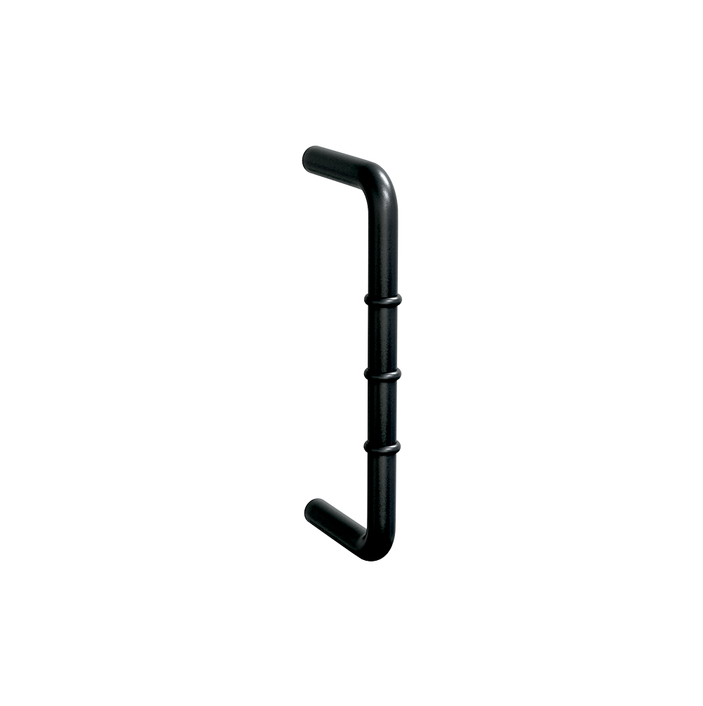 “D” Handle with Black Rubber Stoppers – 128mm C to C - Designer Black
