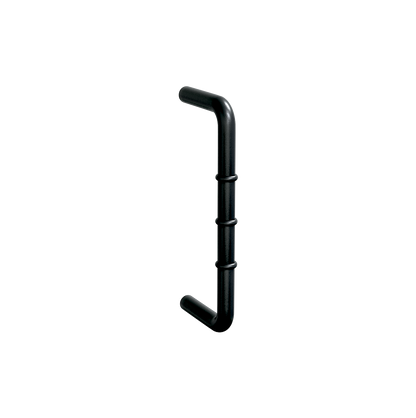 “D” Handle with Black Rubber Stoppers – 128mm C to C - Designer Black
