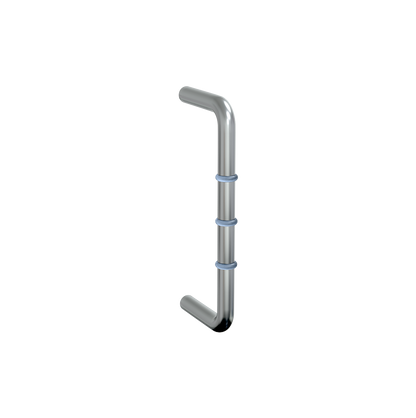 “D” Handle with Clear Rubber Stoppers – 128mm C to C SS