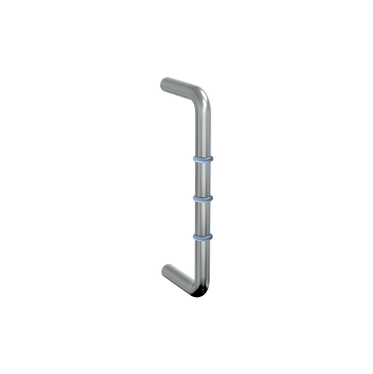 “D” Handle with Clear Rubber Stoppers – 128mm C to C SS