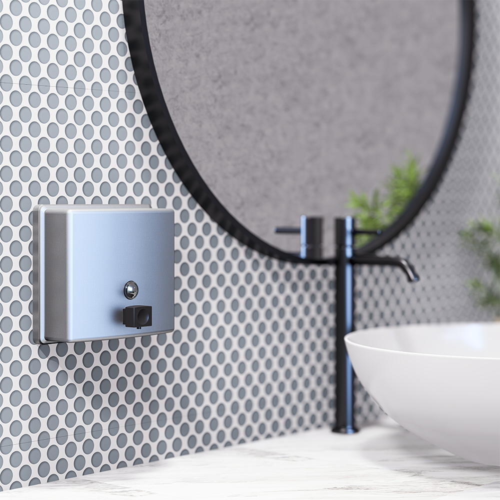 Square Soap Dispenser c/w Black Valve SS