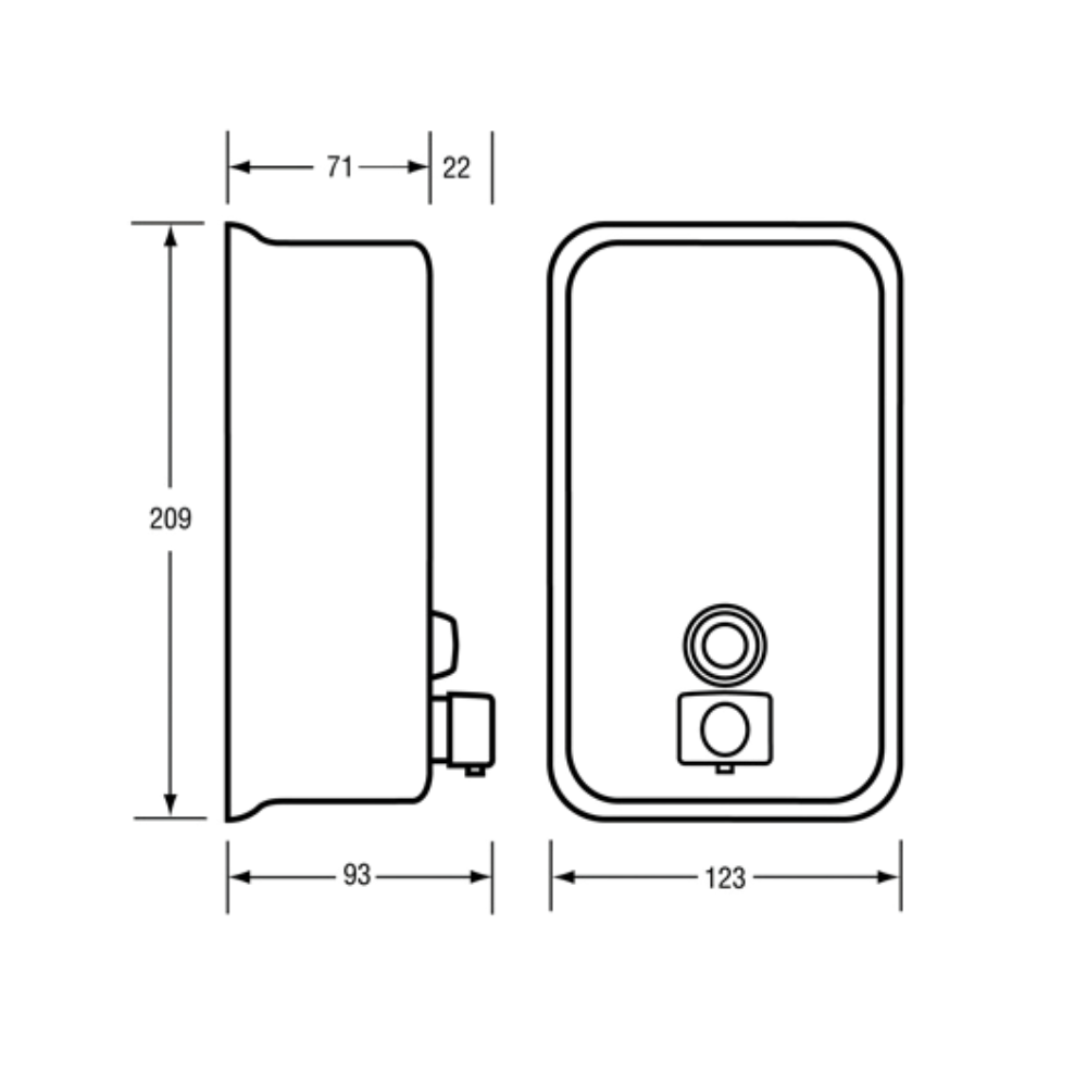 Vert Soap Dispenser c/w Black Valve SS