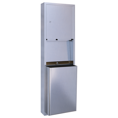 Surface Mounted Paper Towel Dispenser and 49 Litre Waste Receptacle SS