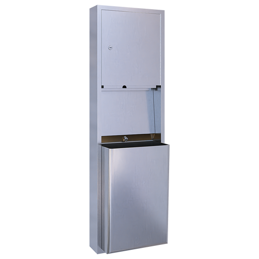 Surface Mounted Paper Towel Dispenser and 49 Litre Waste Receptacle SS