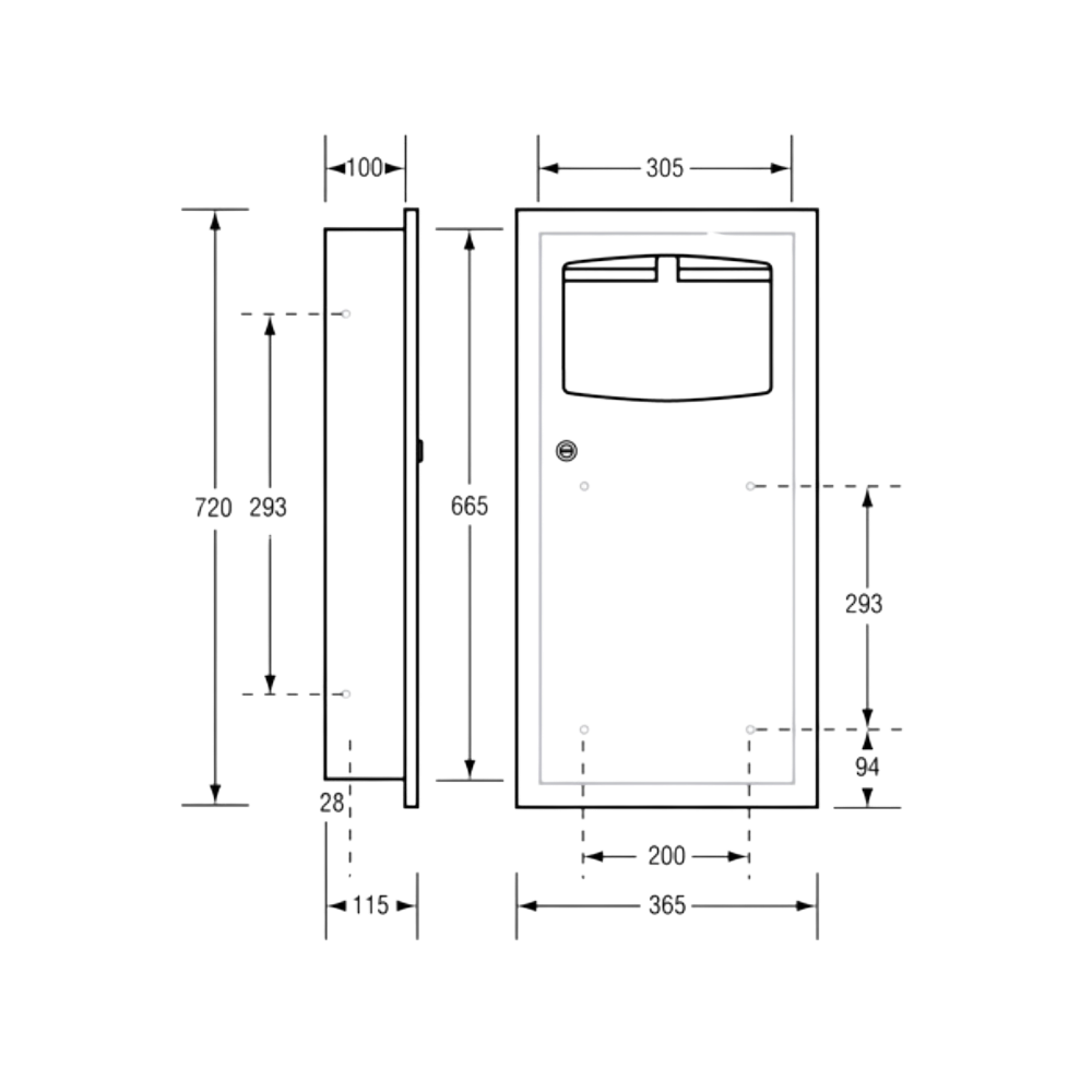 Waste Receptacle Surface Mounted 9 Ltr SS