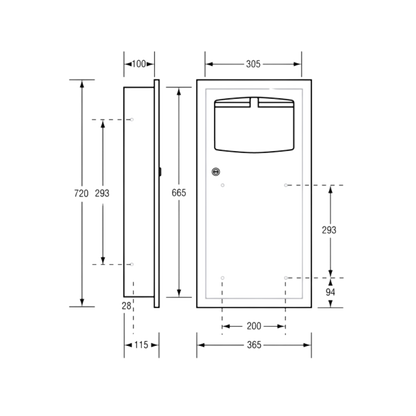 Waste Receptacle Surface Mounted 9 Ltr SS